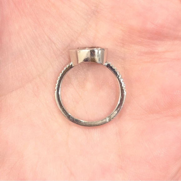 18K Morganite Diamond Ring: 3 Carat Pear Solitaire Peach Bezel Size 7.25 - Picture 8 of 11